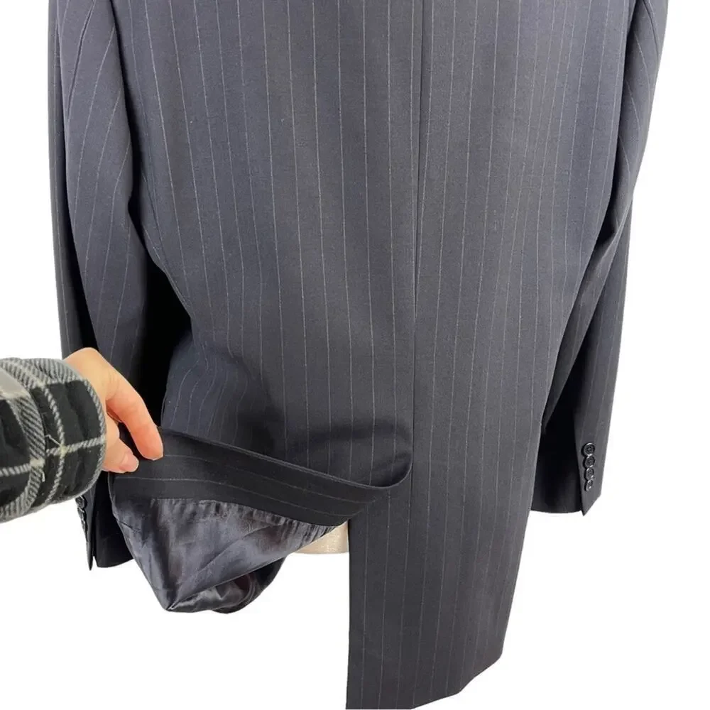 Brooks Brothers Men's Stretch Dark Blue Striped Blazer Jacket Size EU41 Short